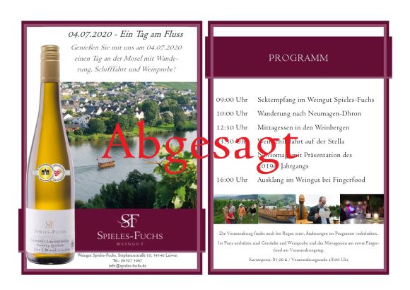 Tag am Fluss 2020 am 04.07.2020 wird leider ausfallen!