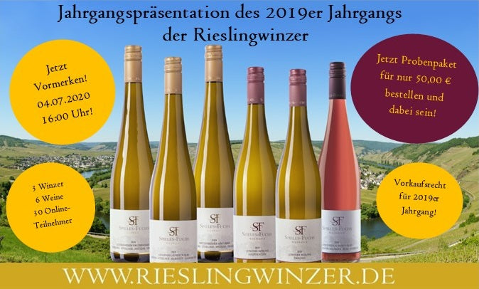 Jahrgangspräsentation den 2019er Jahrgangs. Wein bestellen und Online-Präsentation zu Hause genießen!